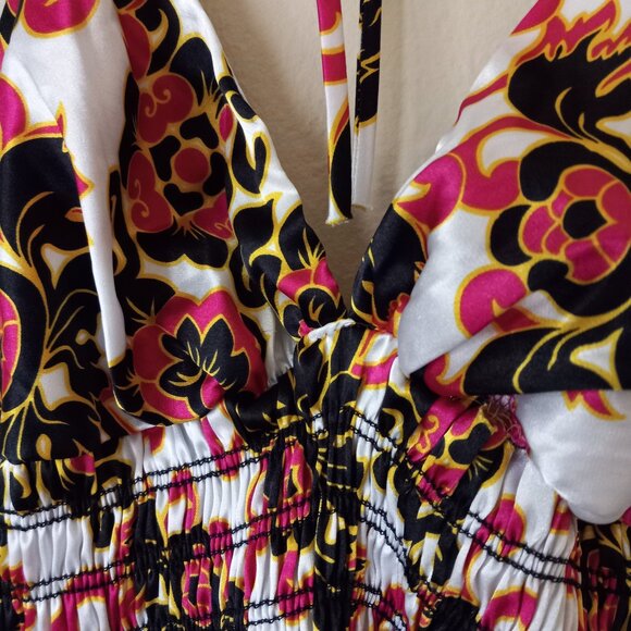 FLAMINGO USA Sexy Pink/Yellow/Black/Cream Backless Tank Women's L - Picture 3 of 12